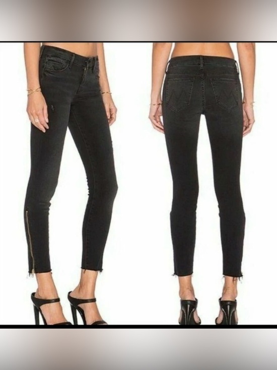 MOTHER Denim - MOTHER Looker Zip Fray grey black skinny jean with ankle zippers NWT